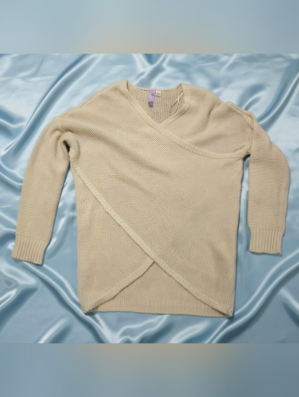 Alya Women's Beige Wrap Front Pullover Sweater Size S